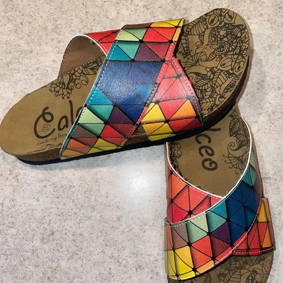 Calceo Multi Color Sandals Size (37) 6.5