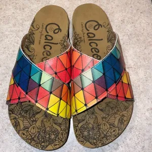 Calceo Multi Color Sandals Size (37) 6.5