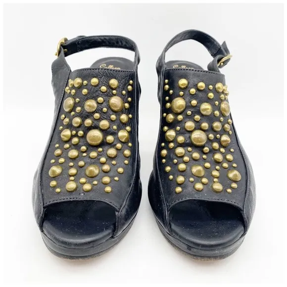 Calleen Cordero Black Studded Sandals Size 6.5
