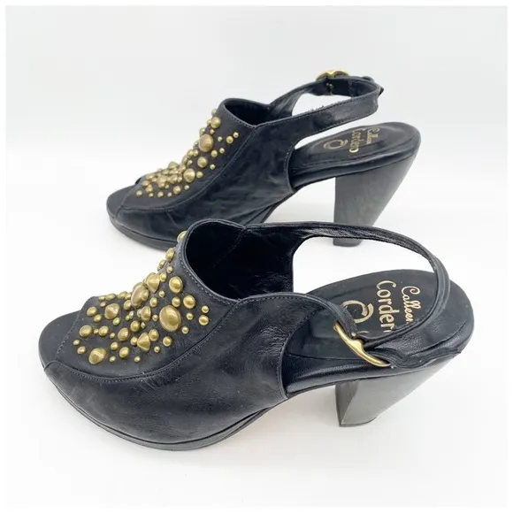 Calleen Cordero Black Studded Sandals Size 6.5