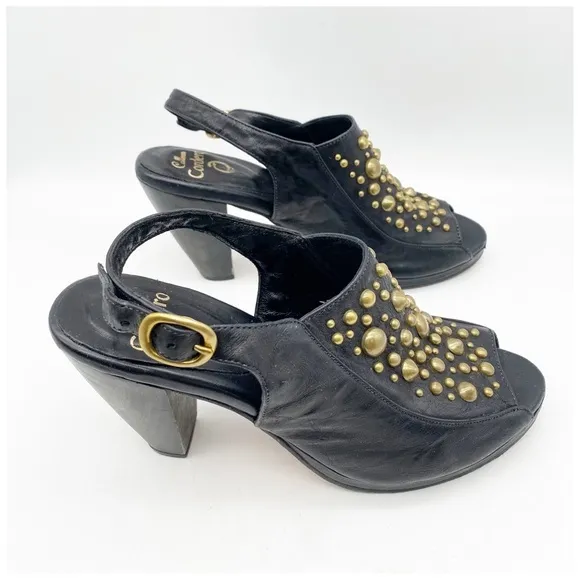 Calleen Cordero Black Studded Sandals Size 6.5