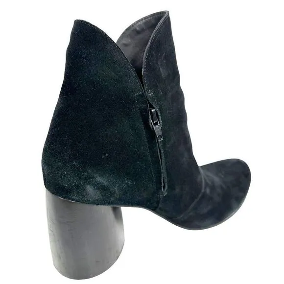 Calleen Cordero Black Suede Chunky Heel Ankle Boots , size 10