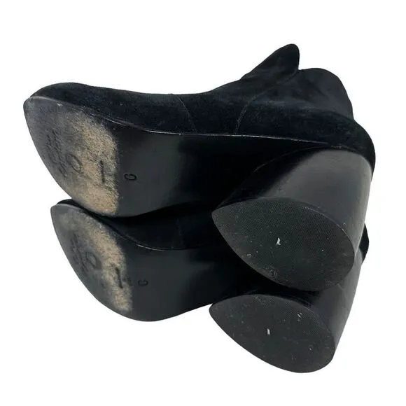 Calleen Cordero Black Suede Chunky Heel Ankle Boots , size 10