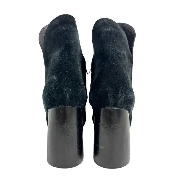 Calleen Cordero Black Suede Chunky Heel Ankle Boots , size 10