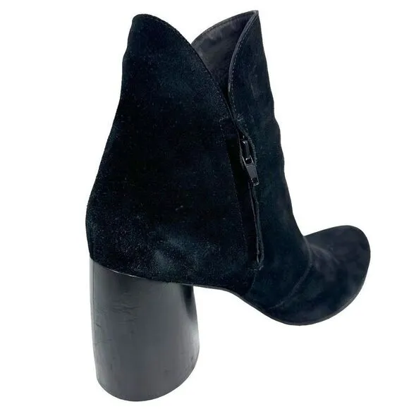 Calleen Cordero Black Suede Chunky Heel Ankle Boots , size 10