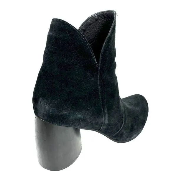 Calleen Cordero Black Suede Chunky Heel Ankle Boots , size 10