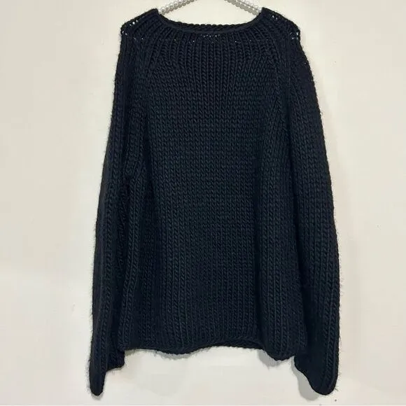 Calme by Johnny Was Chunky Funnel Neck Black Long Sleeve Sweater SIZE MEDIUM