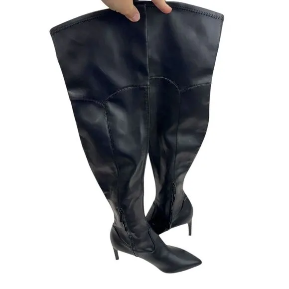 Calvin Klein Over The Knee Boots Size 7.5 Pointed Toe Stiletto Heel in Black
