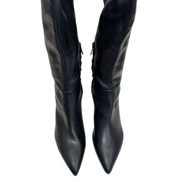 Calvin Klein Over The Knee Boots Size 7.5 Pointed Toe Stiletto Heel in Black