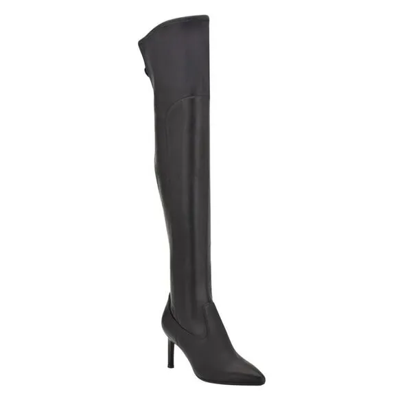Calvin Klein Over The Knee Boots Size 7.5 Pointed Toe Stiletto Heel in Black