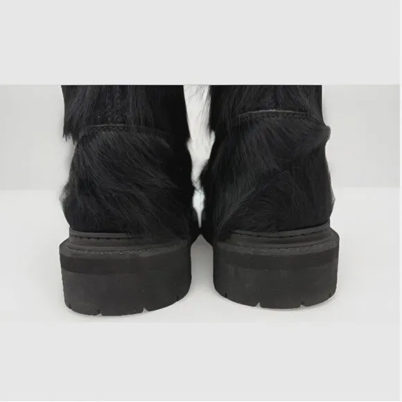 CAMPERLAB Eki Long Calf Hair Boots Black Lugged Chunky Goth Festival Grunge Fun