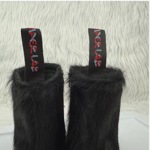 CAMPERLAB Eki Long Calf Hair Boots Black Lugged Chunky Goth Festival Grunge Fun