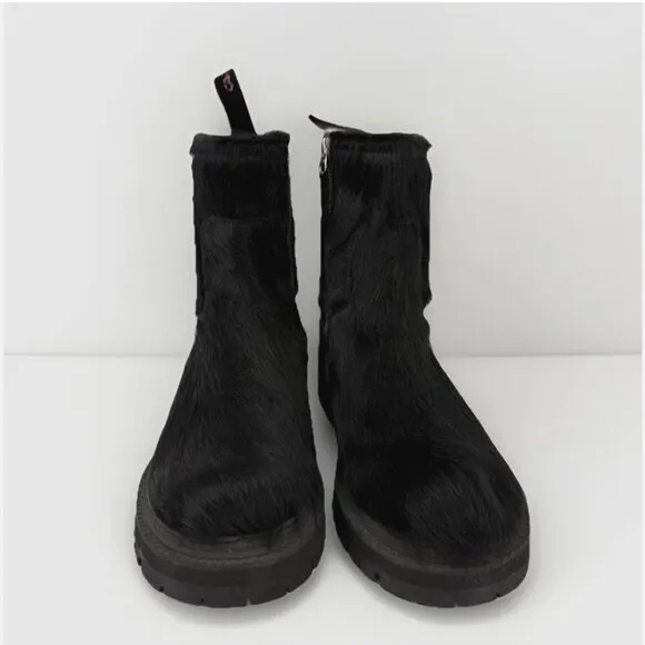 CAMPERLAB Eki Long Calf Hair Boots Black Lugged Chunky Goth Festival Grunge Fun