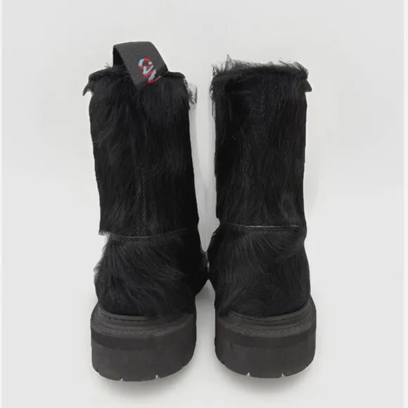 CAMPERLAB Eki Long Calf Hair Boots Black Lugged Chunky Goth Festival Grunge Fun