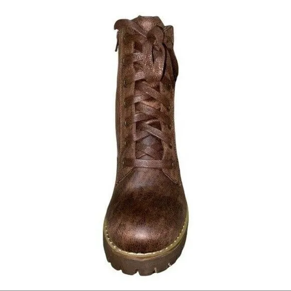 Carlos Santana Gibson Tan Lace up Moto Combat Boots 5M New