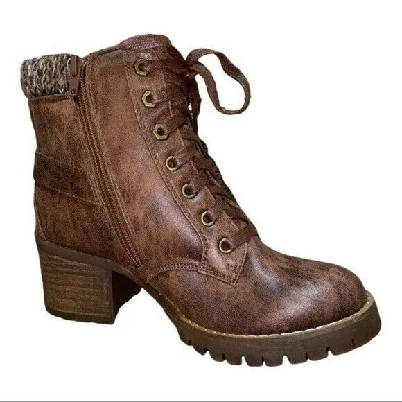 Carlos Santana Gibson Tan Lace up Moto Combat Boots 5M New