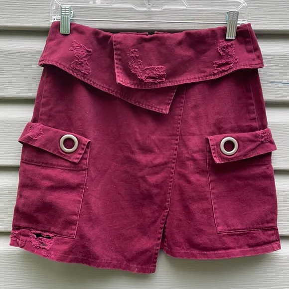 Carmar Burgundy Asymmetric Cargo Skirt