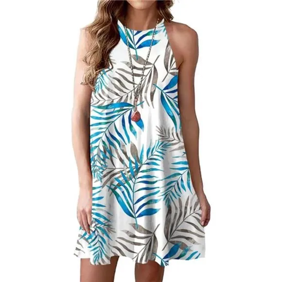 Casual Sleeveless Short Dress T01 White