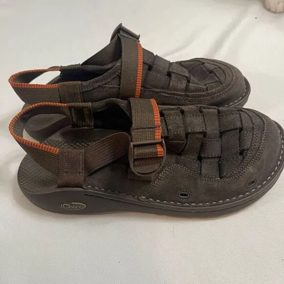 Chaco Basket Leather Dark Brown Leather Sandals Size 10.5 10 1/2 M Rare