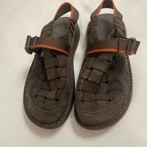 Chaco Basket Leather Dark Brown Leather Sandals Size 10.5 10 1/2 M Rare
