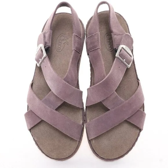 Chaco Women's Suede Wayfarer Sandals Sparrow Size US5 EUR36 • Purple EUC