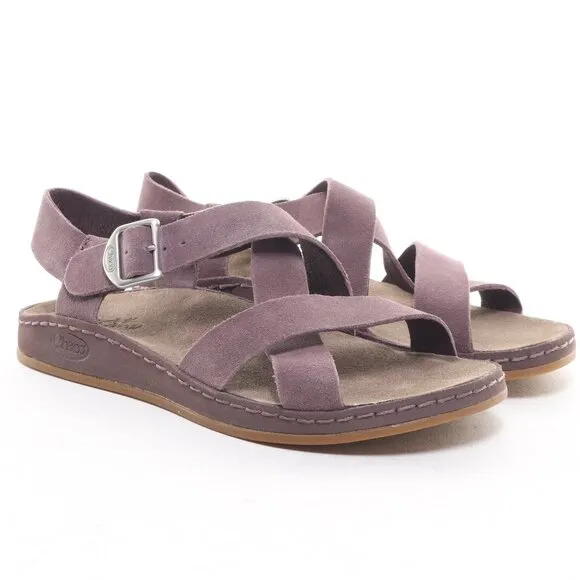 Chaco Women's Suede Wayfarer Sandals Sparrow Size US5 EUR36 • Purple EUC