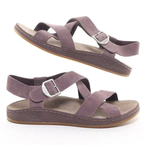 Chaco Women's Suede Wayfarer Sandals Sparrow Size US5 EUR36 • Purple EUC