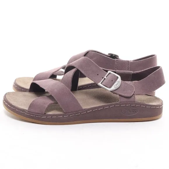 Chaco Women's Suede Wayfarer Sandals Sparrow Size US5 EUR36 • Purple EUC
