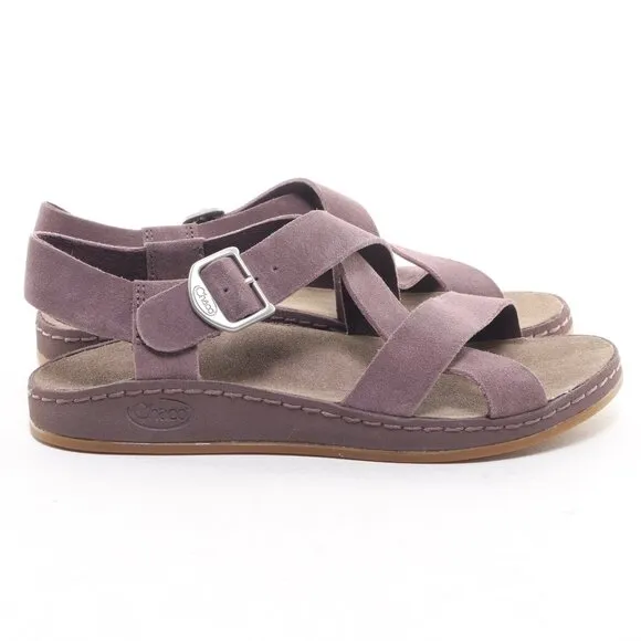 Chaco Women's Suede Wayfarer Sandals Sparrow Size US5 EUR36 • Purple EUC