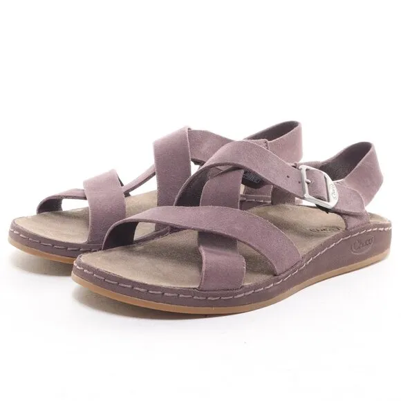 Chaco Women's Suede Wayfarer Sandals Sparrow Size US5 EUR36 • Purple EUC