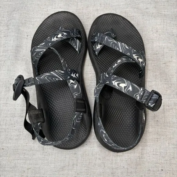 Chaco ZCloud 2 Sandals Black White Polyester Hiking Outdoor Strappy Slip On sz 9