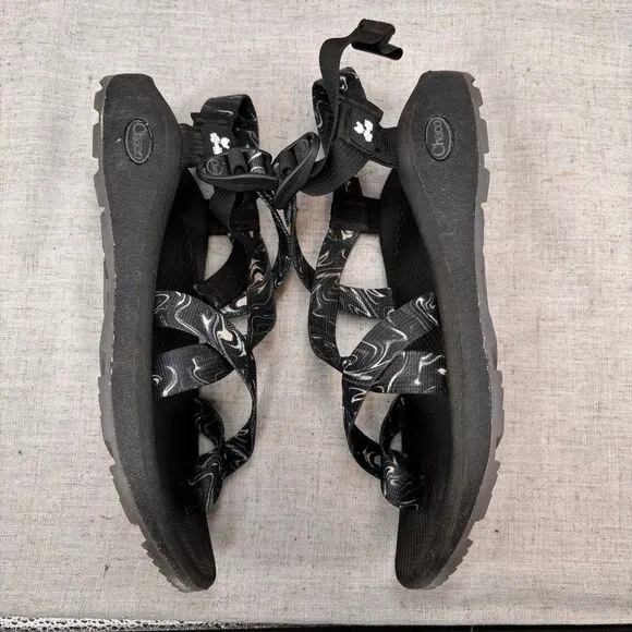 Chaco ZCloud 2 Sandals Black White Polyester Hiking Outdoor Strappy Slip On sz 9