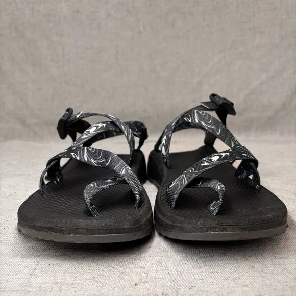 Chaco ZCloud 2 Sandals Black White Polyester Hiking Outdoor Strappy Slip On sz 9