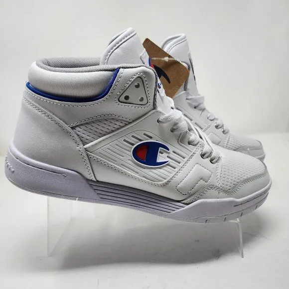 Champion Basketball Shoes Sneakers Mens 9 White 3 on 3 Logo Hi Top Sneakers