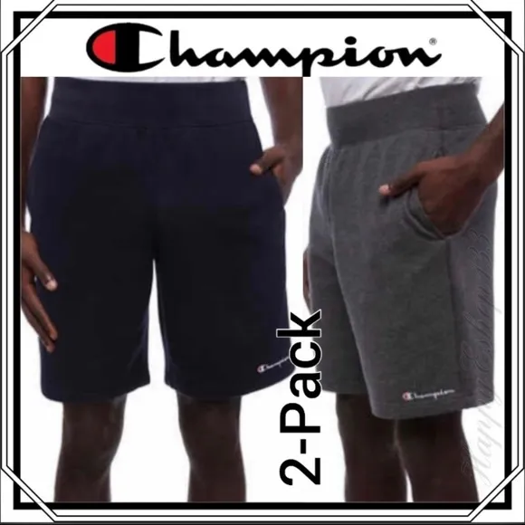 Champion Men’s French Terry Short, 2-Pack, Blk&amp;Gry