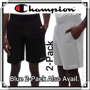 Champion Men’s French Terry Short, 2-Pack, Blk&amp;Gry