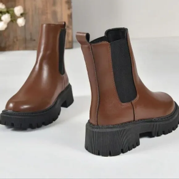 Chelsea Chunky brown boots sz 8