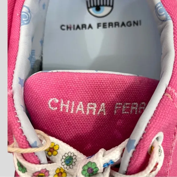 Chiara Ferragni Pink Canvas Eyestar Logo Platform Sneakers Size 40