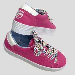 Chiara Ferragni Pink Canvas Eyestar Logo Platform Sneakers Size 40