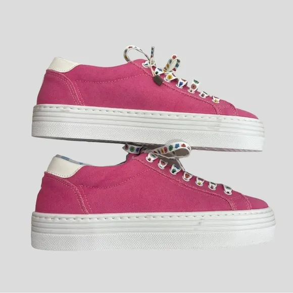 Chiara Ferragni Pink Canvas Eyestar Logo Platform Sneakers Size 40