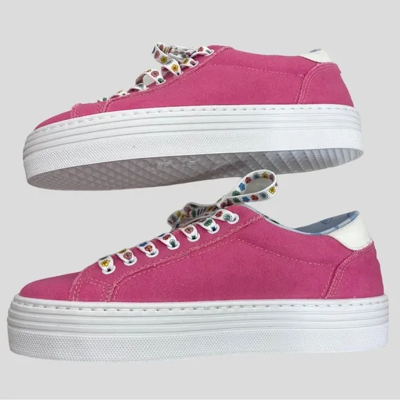 Chiara Ferragni Pink Canvas Eyestar Logo Platform Sneakers Size 40