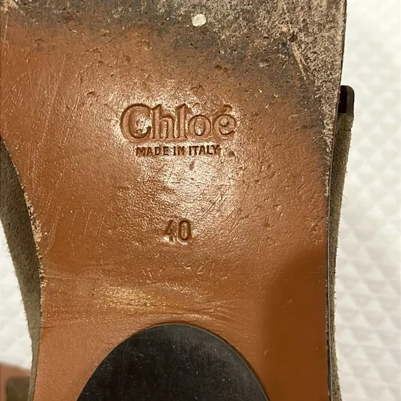 Chloe Lauren Suede Crisscross Flat Sandals - dark griege - size 40 - EUC