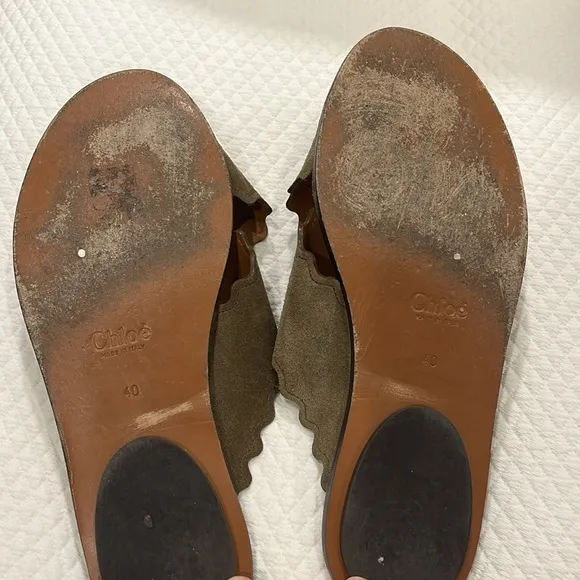 Chloe Lauren Suede Crisscross Flat Sandals - dark griege - size 40 - EUC
