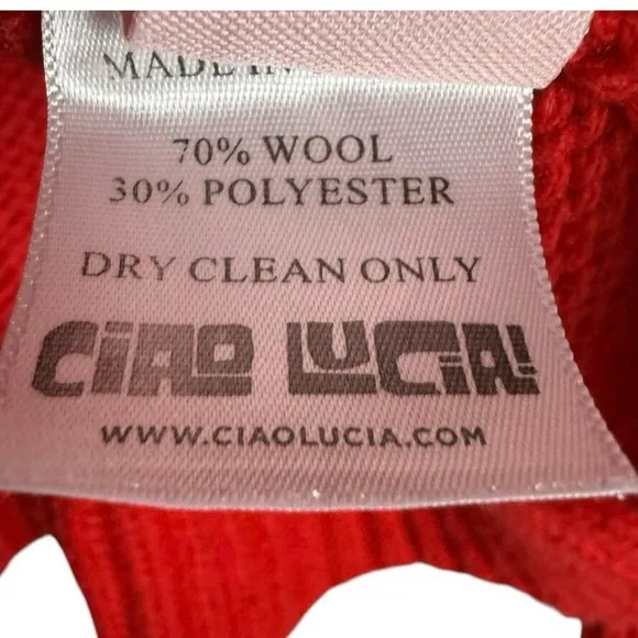 Ciao Lucia Belinha Sweater Oversized Pullover in Red Wool Blend Size XS