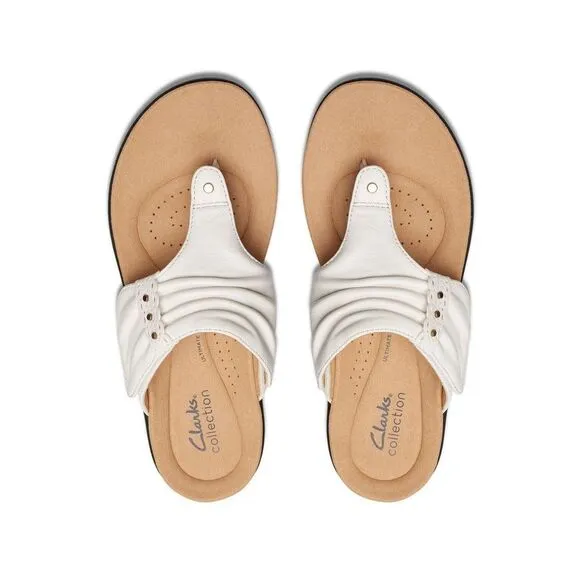 Clarks Laurieann Arla Slouched Style Thong White Sandals Women’s Size 6.5 M New