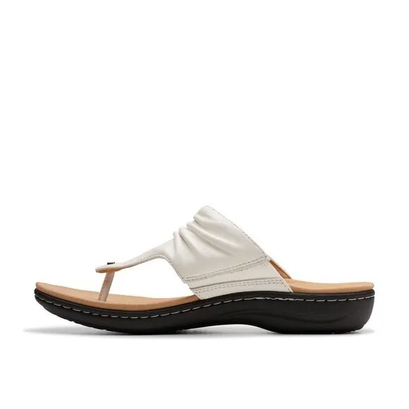 Clarks Laurieann Arla Slouched Style Thong White Sandals Women’s Size 6.5 M New