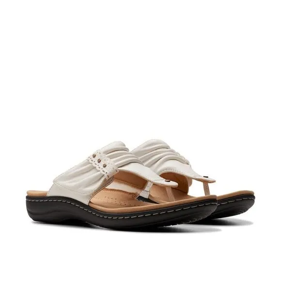 Clarks Laurieann Arla Slouched Style Thong White Sandals Women’s Size 6.5 M New