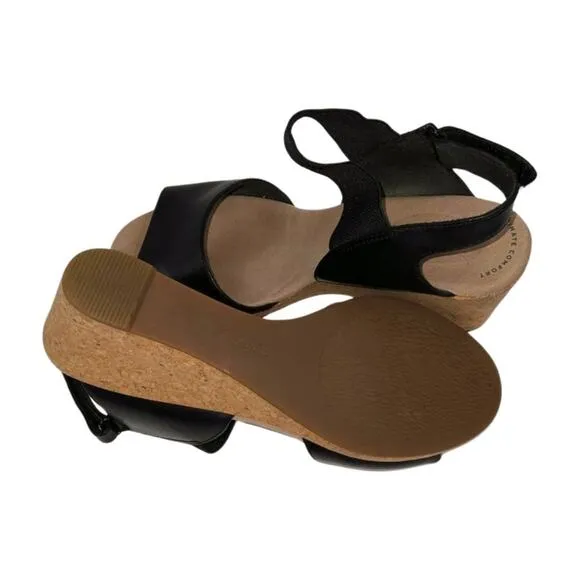 Clarks Leather Lafley Lily Wedge Sandals Adjustable Ankle Size 8.5