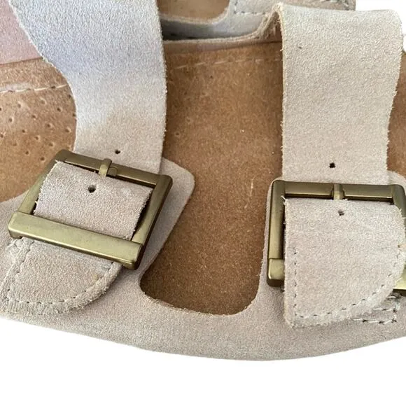 Clarks Leather Suede Double Buckle Slide Tan Sandals size 10 no box