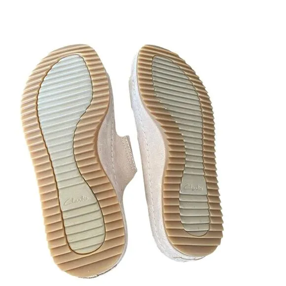 Clarks Leather Suede Double Buckle Slide Tan Sandals size 10 no box